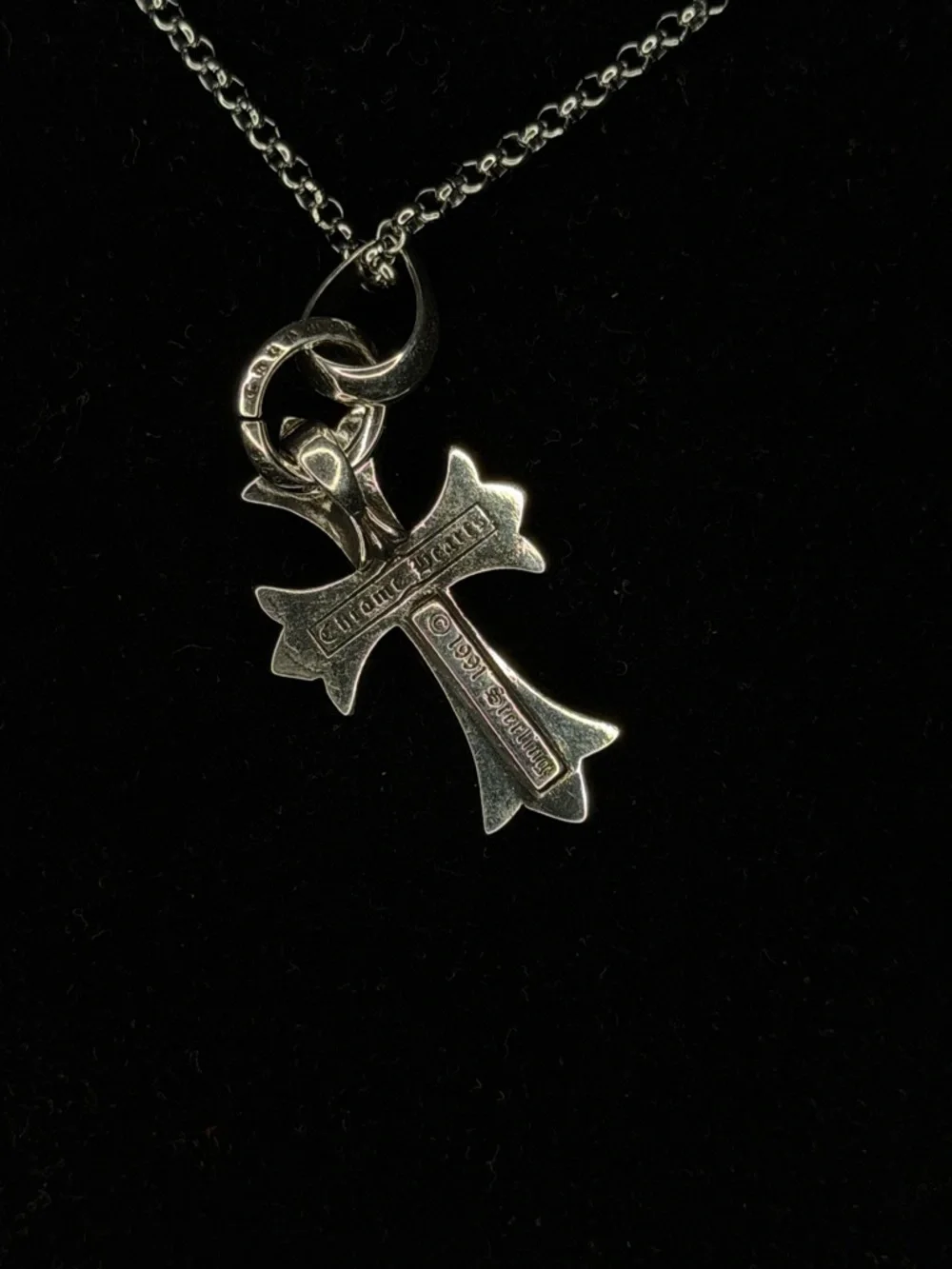 Chrome Hearts Diamond Studded Medium Floral Cross Unisex Necklace
